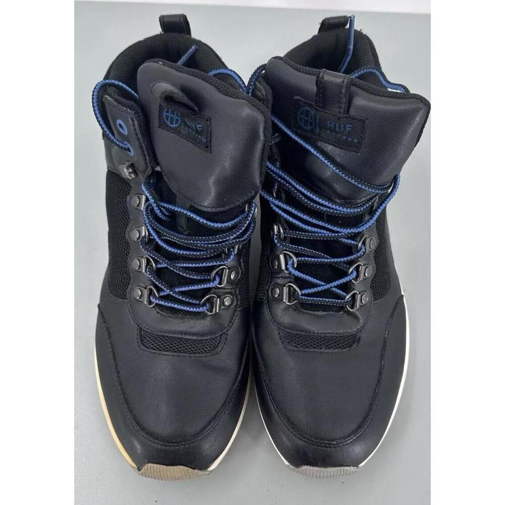 RARE HUF FOOTWEAR JUN 13 SHV LEATHER HIGH TOP SNEAKERS US 11 BLACK AND BLUE